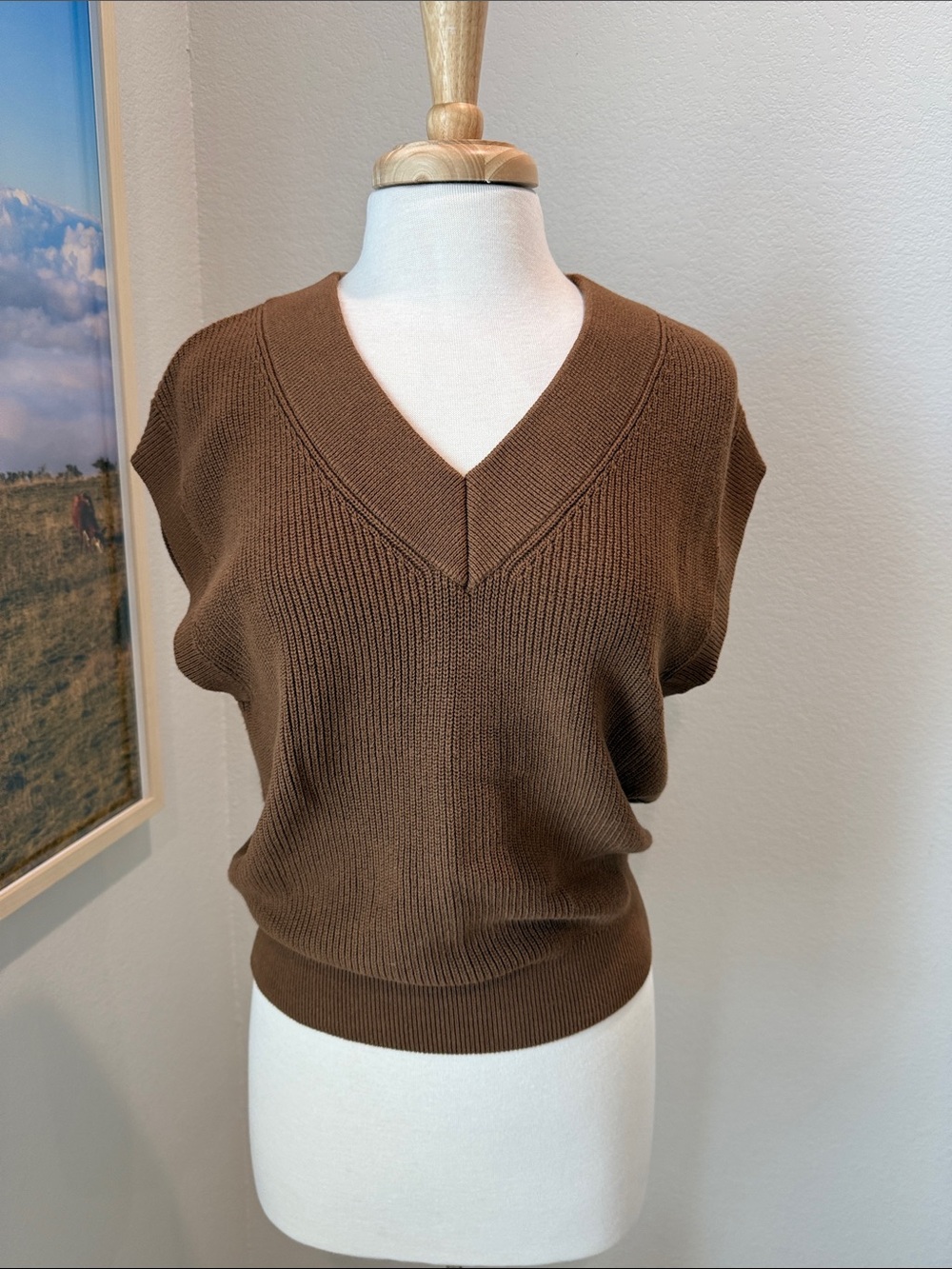 Ann Taylor Factory Ribbed Sleeveless Knit Top — Camel Brown